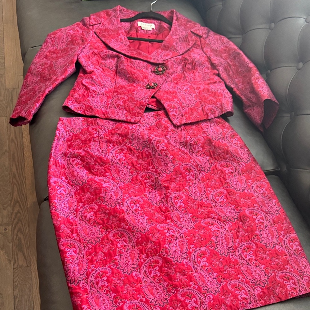 Kay Unger Vibrant Red Paisley Skirt Set